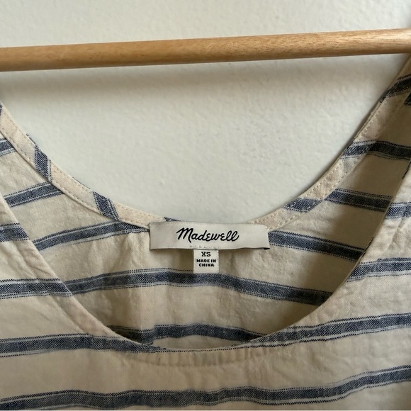 Madewell Cream and Blue Striped Tank Top - Picture 2 of 6